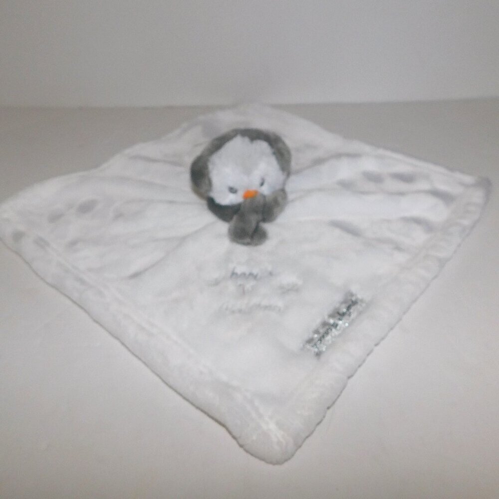 Blankets & Beyond White Owl Gray Earmuffs Baby's 1st Christmas Security Blanket